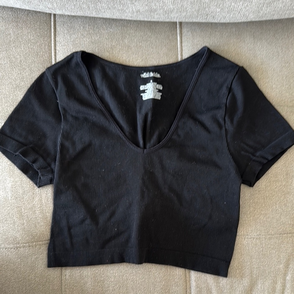 Wild Fable Black Fitted Crop T-Shirt